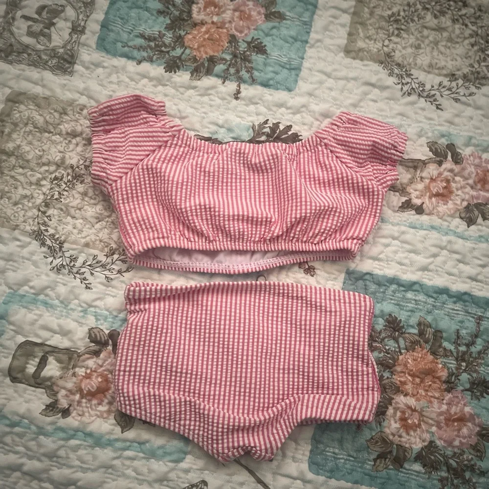 Janie and Jack Seersucker Striped Two Piece Swimsuit